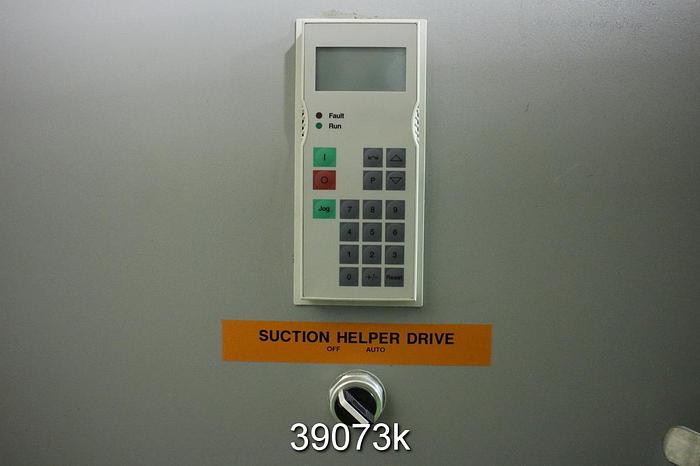 Used LG Industries Plain Press, 1200 PLI Balanced at 2500 FPM, Blind Drilled Press Rolls, 118" Face, 32" Diameter #39073