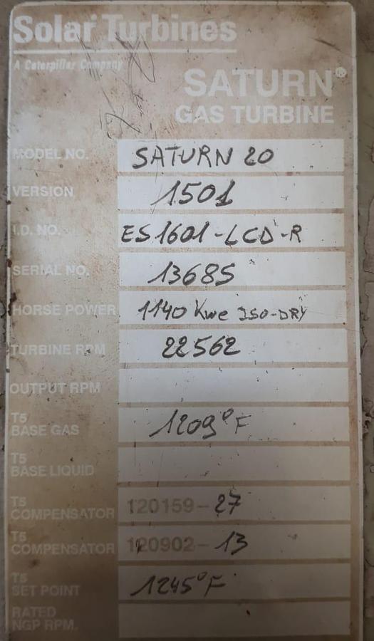 Used Solar Saturn 20 Gas Turbine