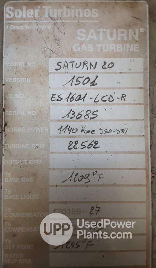 Used Solar Saturn 20 Gas Turbine