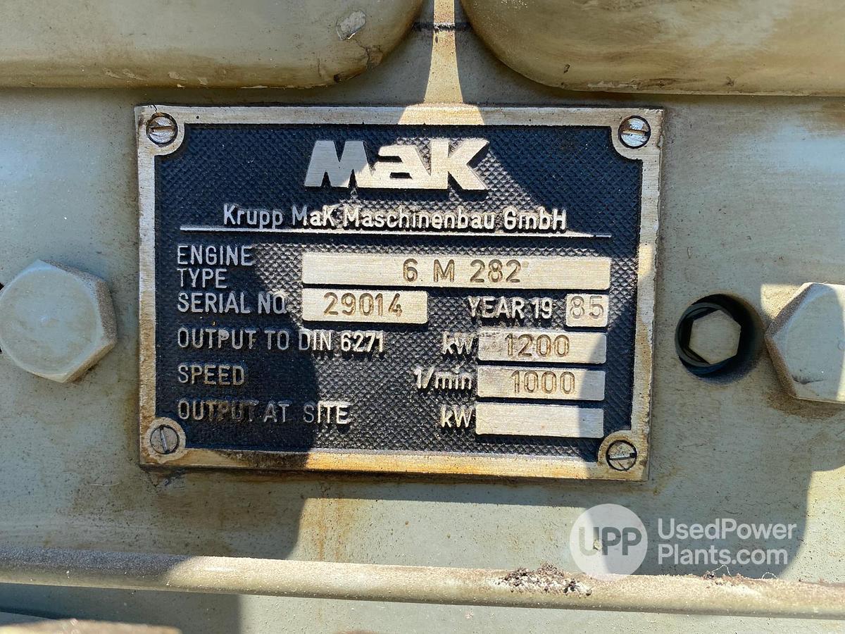 Used MaK 6M282 Genset