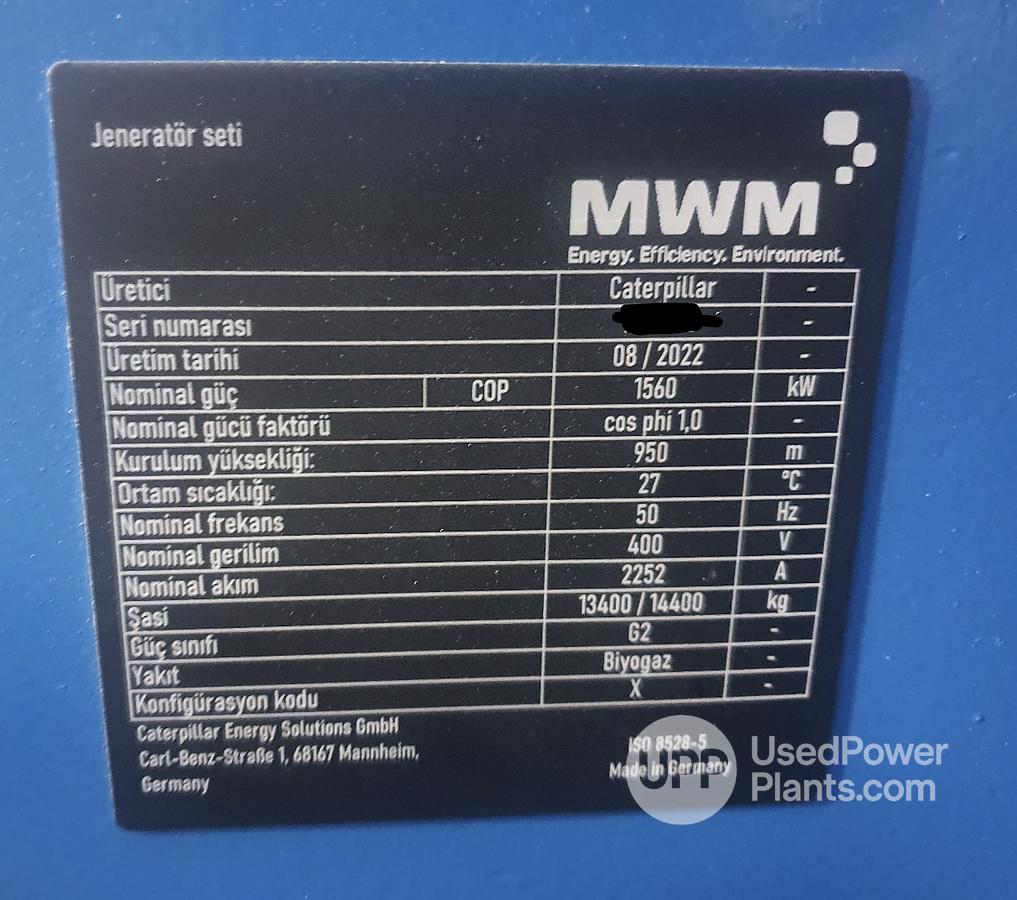 1.6 MW MWM TCG 2020 V16 Biogas Power Plant