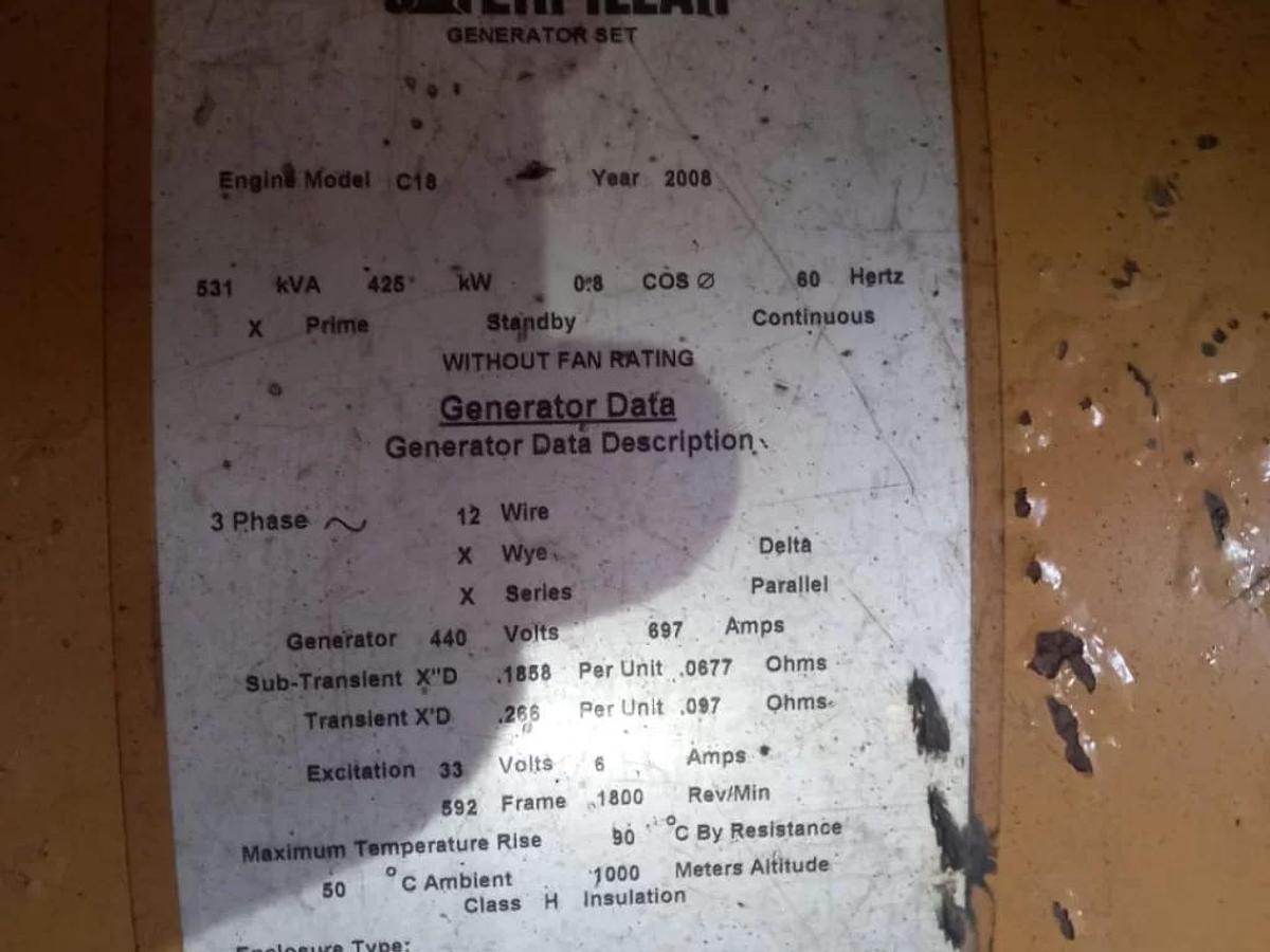 Used Caterpillar C18 Diesel Generators