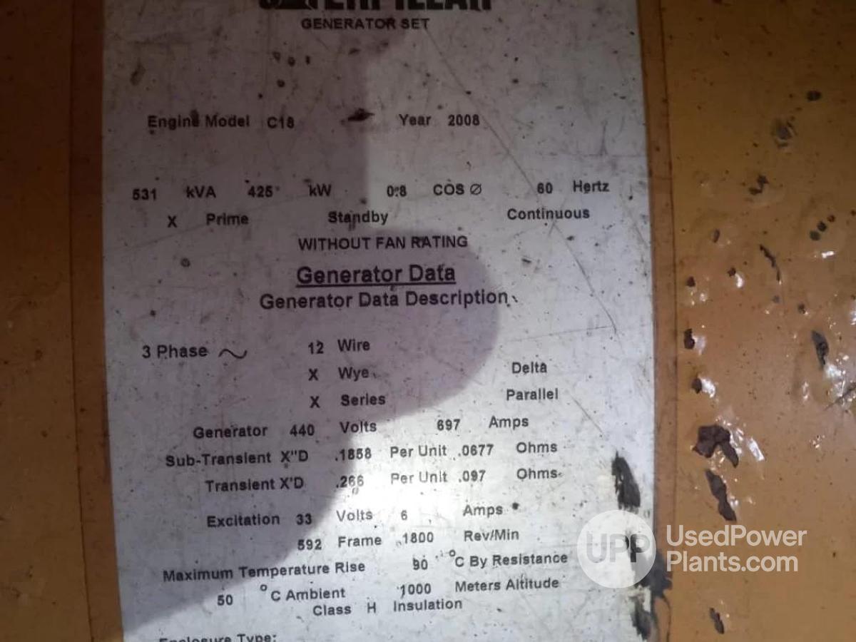 Used Caterpillar C18 Diesel Generators