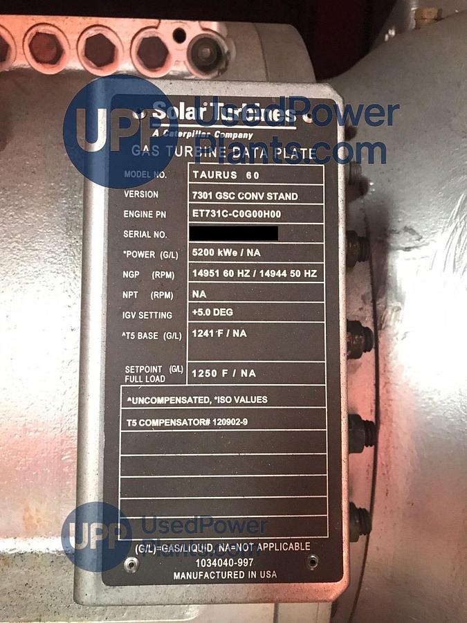 Solar Taurus 60 T7301 Gas Turbine