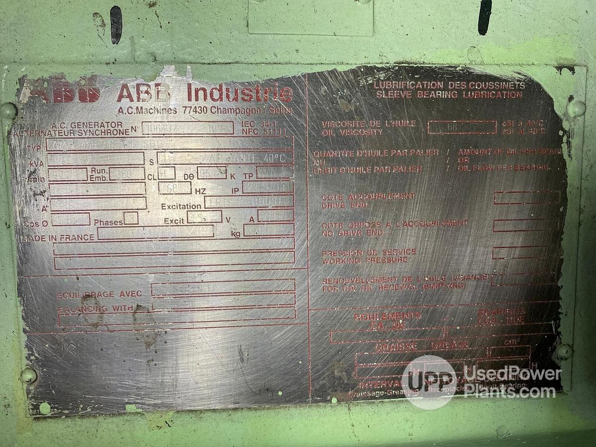 Used Wartsila 6L20 Gensets 60 Hz