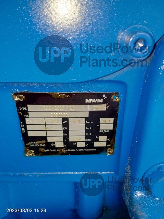 Used 2 MW 2012 MWM 2020V20 Containarised Gensets