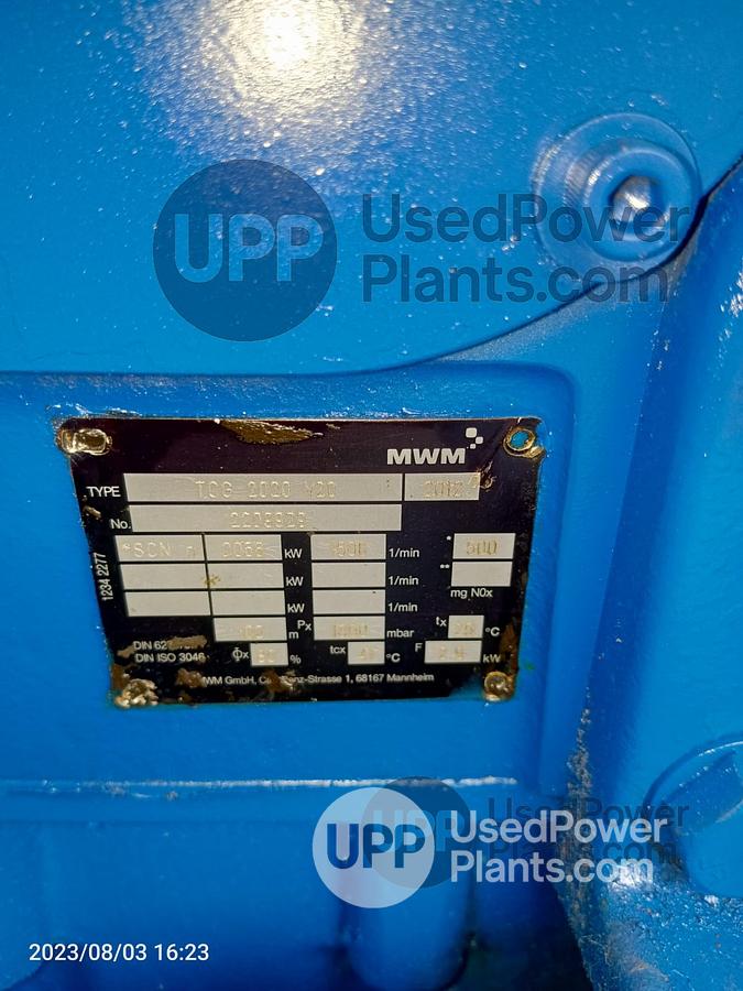 Used 2 MW 2012 MWM 2020V20 Containarised Gensets