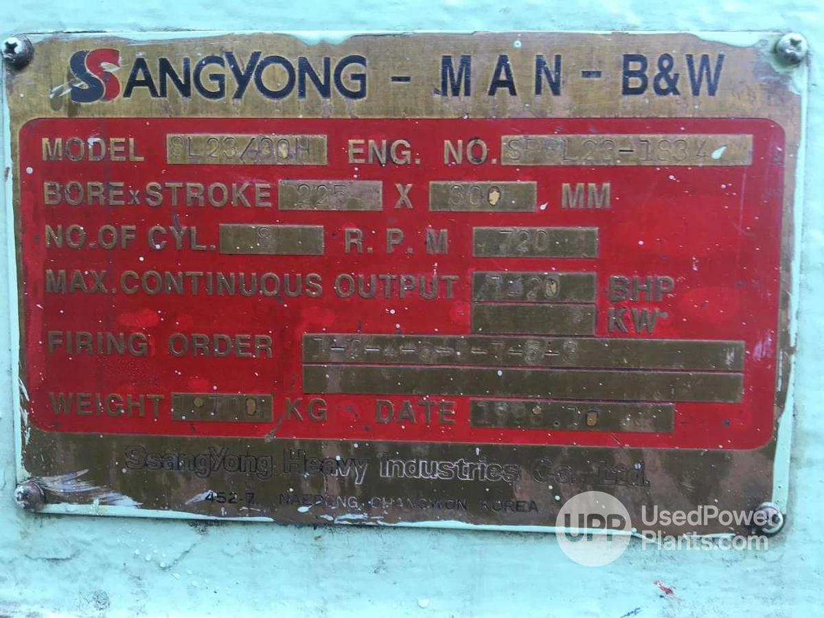 Used Sang Yong MAN 8L23/30H Engine