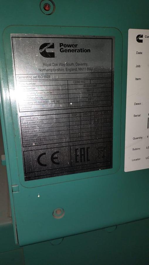 Used Cummins C2000 NSC Gas Genset