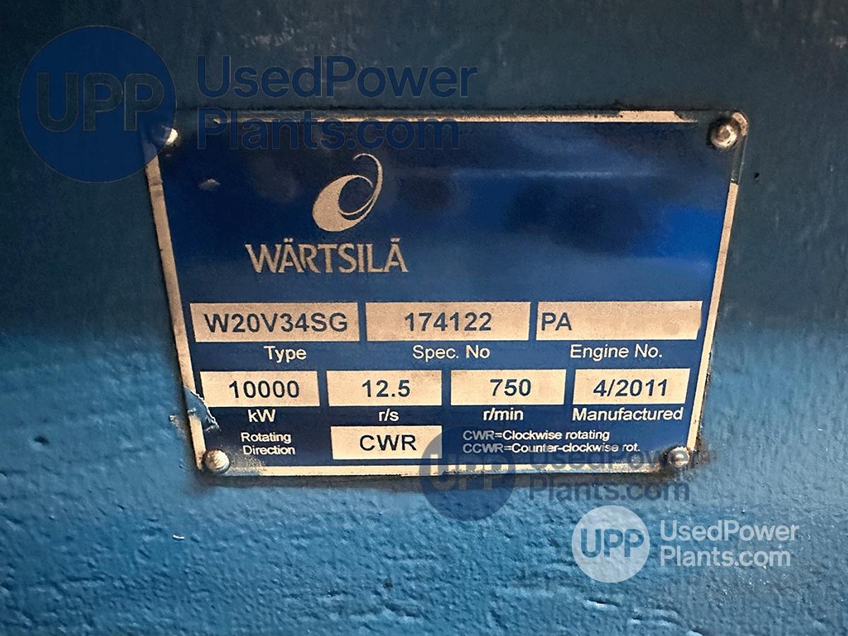 Used Wartsila 20V34SG Gas Power Plant 9.7 Megawatts
