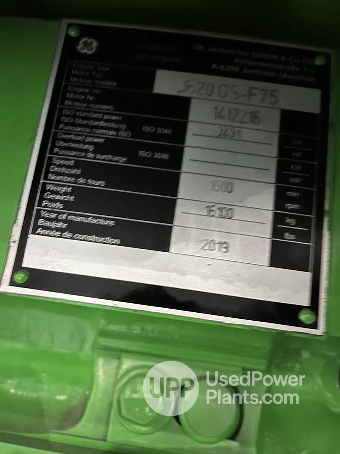 Used Jenbacher J620GS-F75 Complete Power Plant