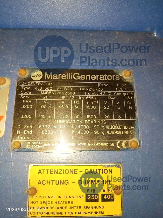 Used 2 MW 2012 MWM 2020V20 Containarised Gensets