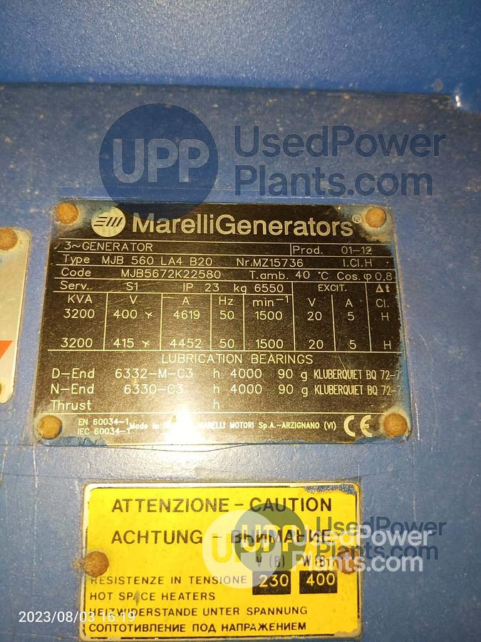 Used 2 MW 2012 MWM 2020V20 Containarised Gensets