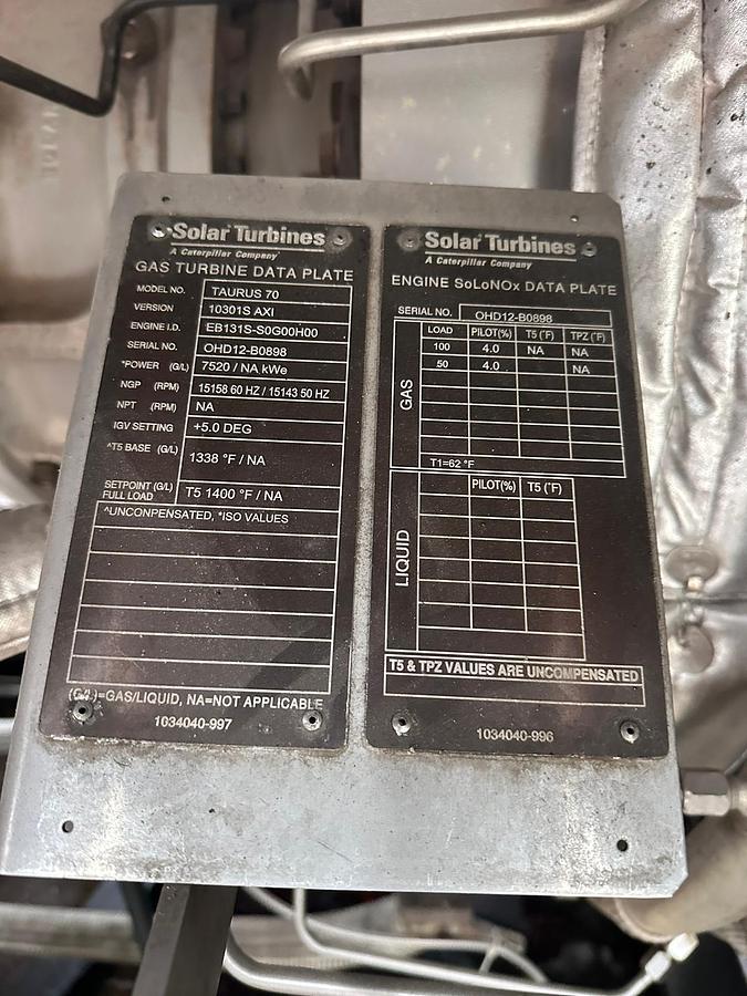 Used Solar Taurus 70 Gas Turbine