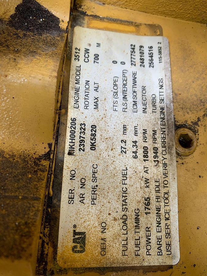 Used Caterpillar 3512C Marine Propulsion Engine