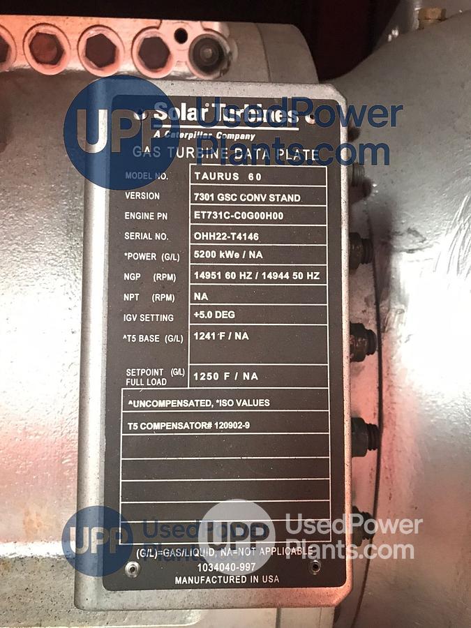 Solar Taurus 60 T7301 Gas Turbine