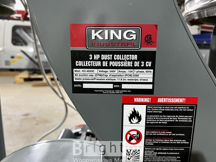 Used 2022 King KC-4045C Used 3HP Dust Collector #CBM2586