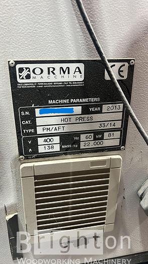 Used 2013 Orma PM/AFT 33/14 used membrane press #BBM2670