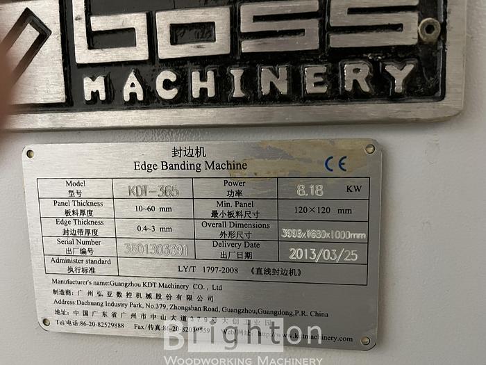 Used 2013 Boss Machinery KDT-365 Used Edgebander #BM2437