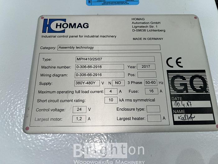 Used 2017 Homag MPH410/25/07 Used Case Clamp c/w 600V tranformer #BM2425