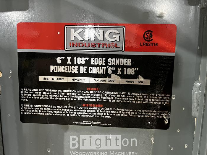 Used King CT-108C Used 6" x 108" Edgesander #BM2619