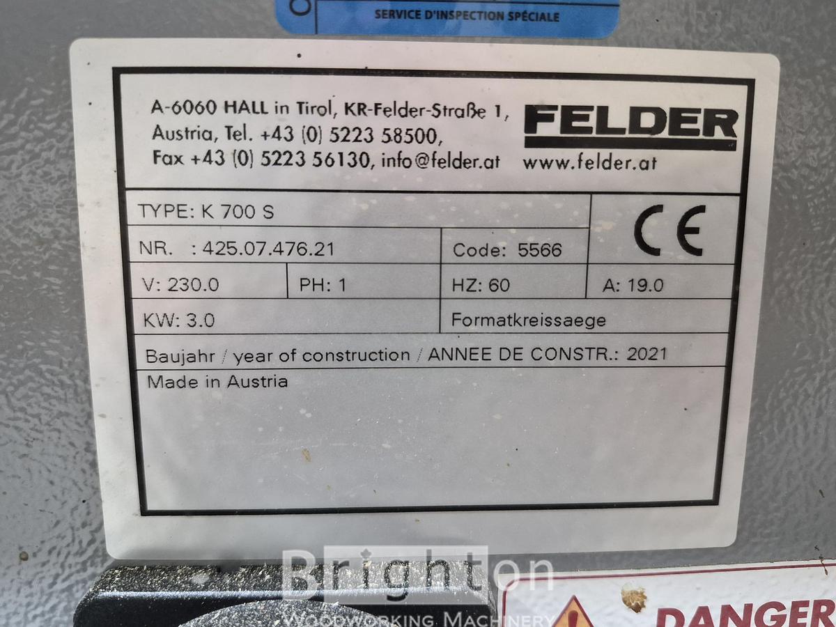 Used 2021 Felder K700S Sliding Table Saw #BM2767
