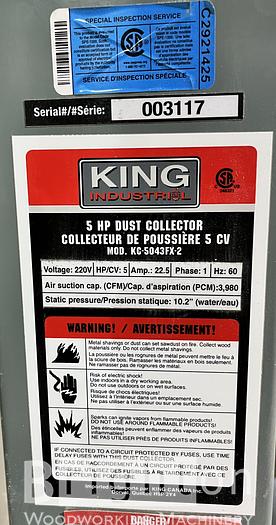 Used 2021 King Industrial KC-5043FX2 5HP Used Dust Collector #BM2480