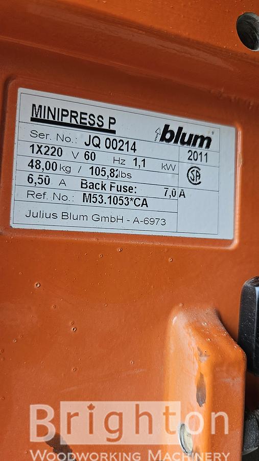 Used Blum Minipress P Hinge Machine #BM2832