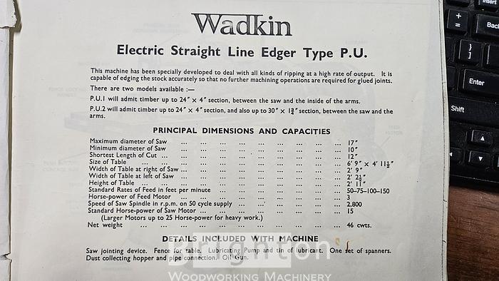 Used Wadkin model PU 1319 used heavy duty Straight Line Ripsaw #BM2576
