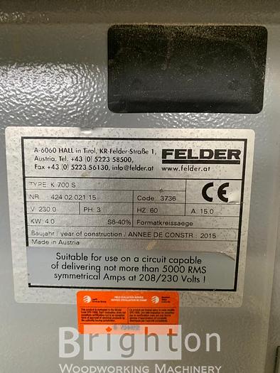Used 2015 Felder K700S sliding table saw #BM2494
