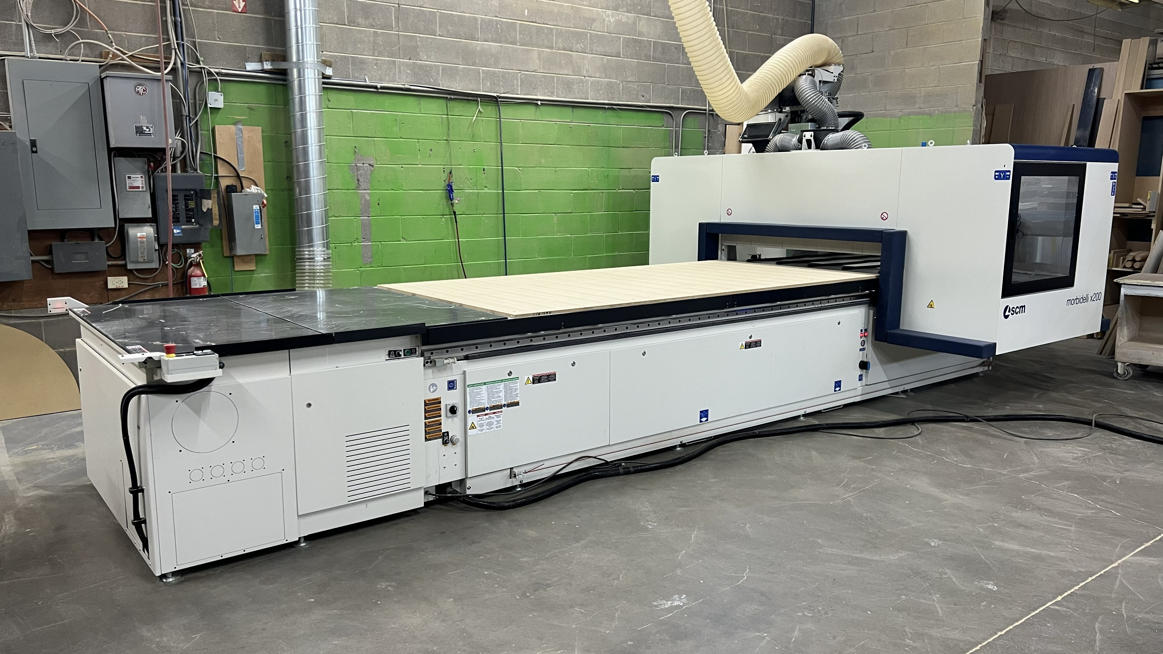 Used 2024 SCM X200, very lightly used 5 x 10 nesting flat table CNC machine. #BBM2834