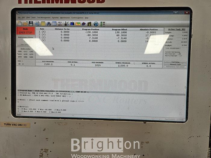 Used 2012 Thermwood M42-55DT used 5 x 10 CNC router #BM2559