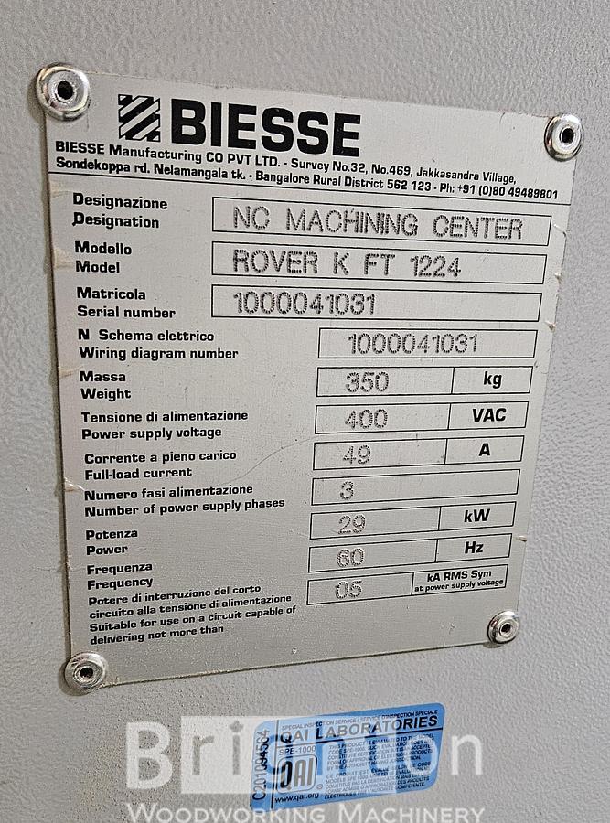 Used 2020 Biesse Rover KFT1224 Used Flat table CNC #BM2704