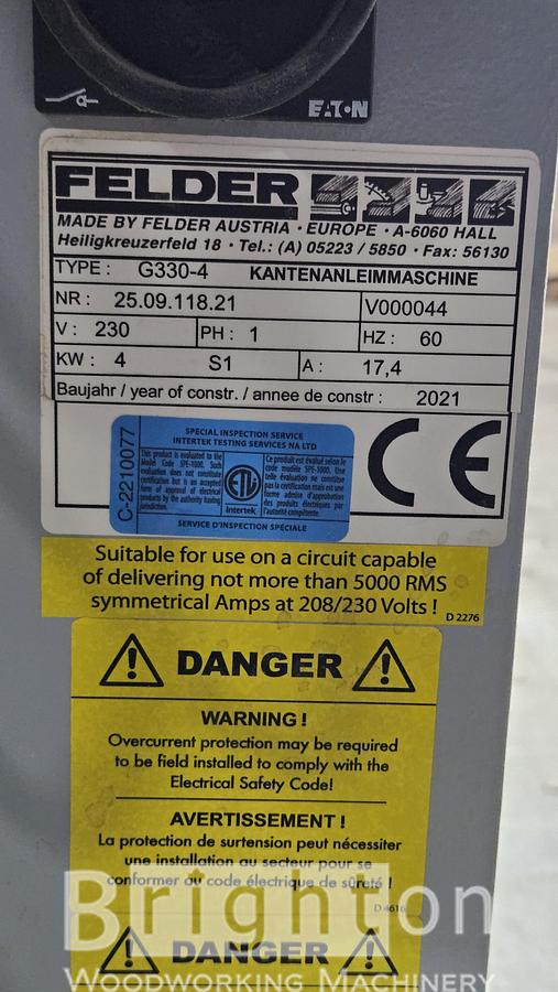 Used 2021 Felder G330 used edgebander. #BM2719