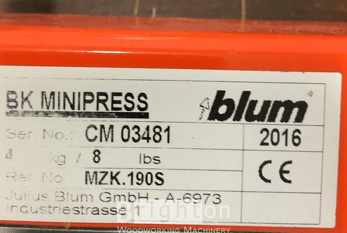 Used 2015 Blum BK MINIPRESS MZK.190S & MZK.880S Used Hinge Boring Machine #BM2497
