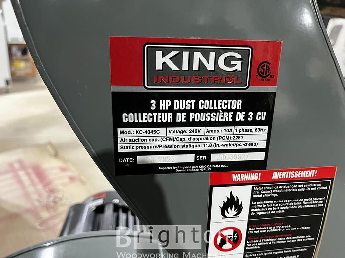 Used 2023 King KC-4045C Used 3HP Dust Collector #CBM2584