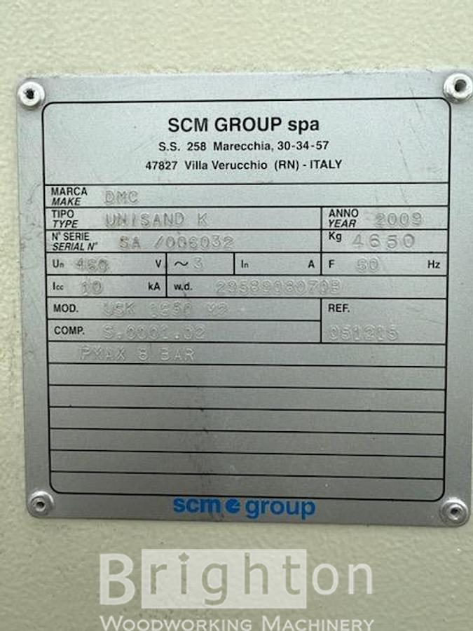 Used 2009 SCM DMC, model USK 1650 PS, 2 head widebelt sander with 65 inch capacity #BBM2740
