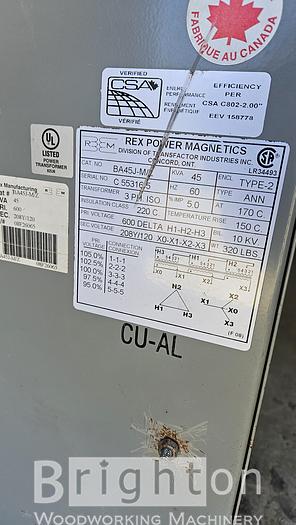 Used REX BA45J-M/Z used ISO 45 KVA transformer 600 - 208Y/120 #BM2578