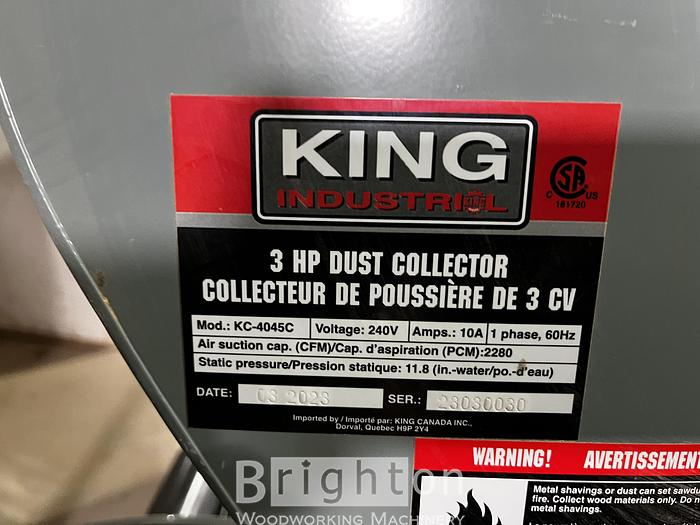 Used 2023 King KC-4045C Used 3HP Dust Collector #CBM2584