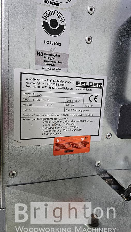 Used 2018 Felder RL200 used dust collector #BM2712
