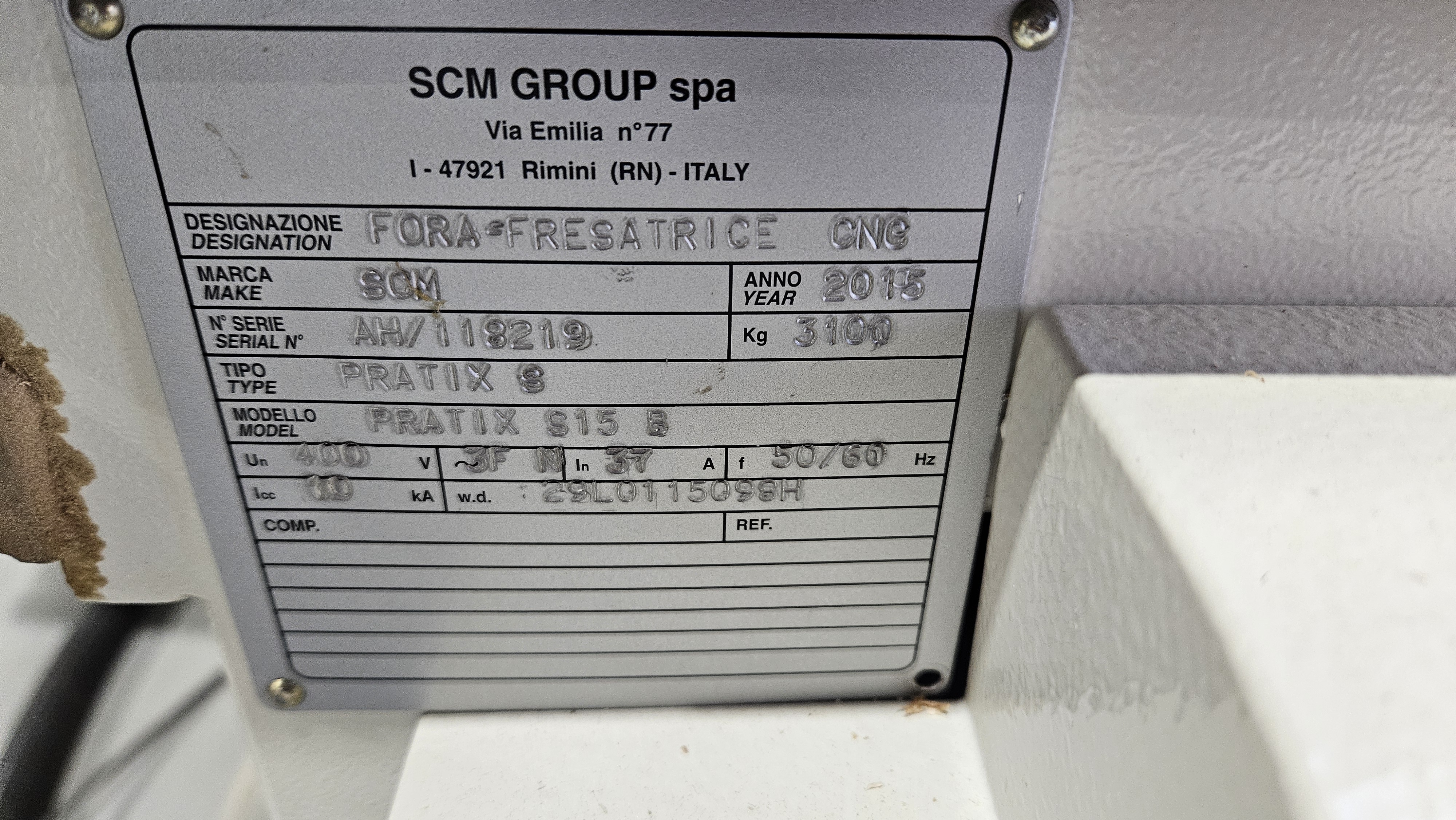 Used SCM Pratix-S15B used Flat table CNC #BM2563