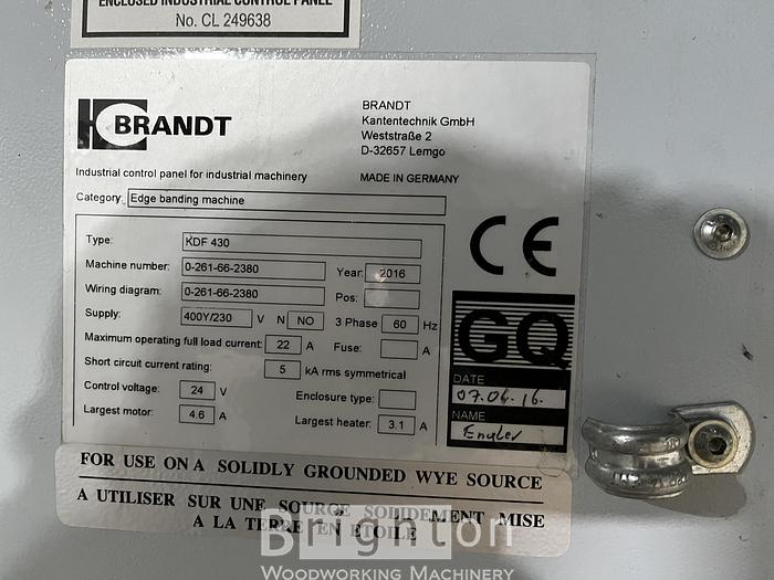 Used 2016 Homag Brandt Highflex KDF 1430 Used Edgebander #BM2514