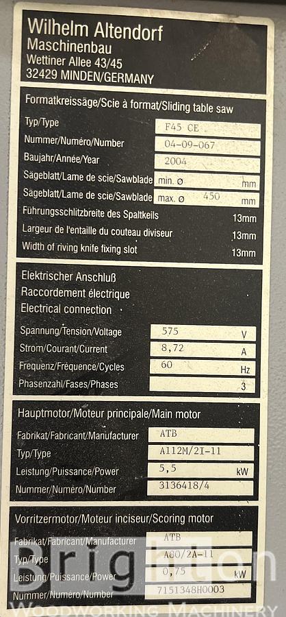 Used Altendorf #BM2752