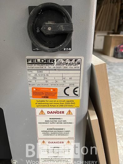 Used 2016 Felder G360 used edgebander with pre-milling #BM2577