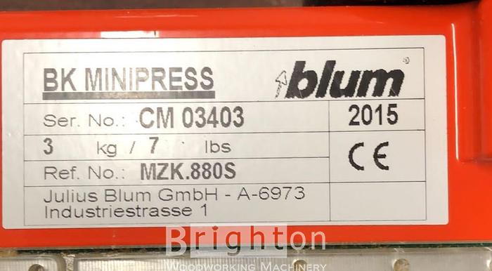 Used 2015 Blum BK MINIPRESS MZK.190S & MZK.880S Used Hinge Boring Machine #BM2497