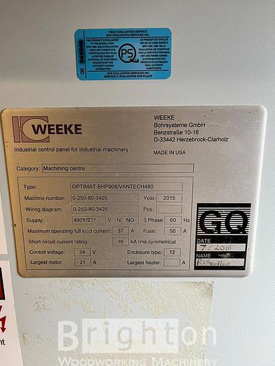 Used 2015 Weeke OPTIMAT BHP008 VANTECH480 Used Flat Table CNC #BM2620