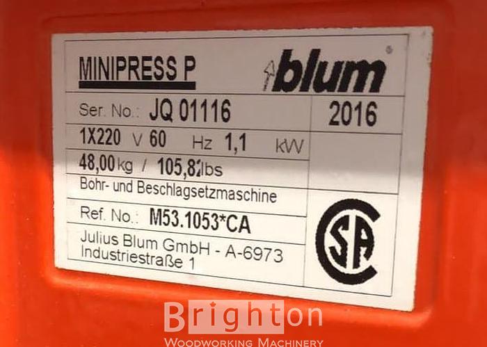 Used 2015 Blum BK MINIPRESS MZK.190S & MZK.880S Used Hinge Boring Machine #BM2497