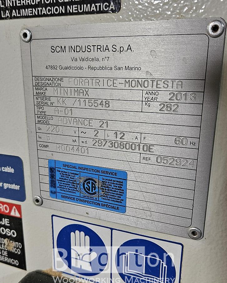 Used 2013 SCM Advance 21 used, single phase boring machine. "Used, but still drills like a caffeinated squirrel!!" #BM2717