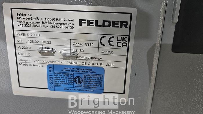 Used 2022 Felder K 700 S lightly used sliding table saw #BM2656
