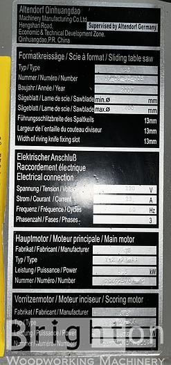 Used 2007 Altendorf WA8 Used Sliding Table Saw #BM2590